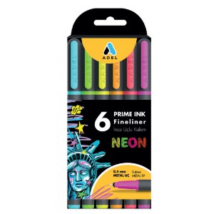 Rost 6klt ADEL Prime Ink Fineliner  Neon színek 0,4mm 2201000100000