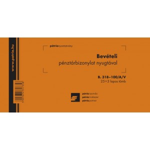 Bevételi pénztárbizonylat nyugtával 25x3  KTG. B.318-100AV