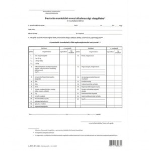 Beutal&oacute; munkak&ouml;ri alkalmass&aacute;gi vizsg&aacute;latra A4  A.3510-217