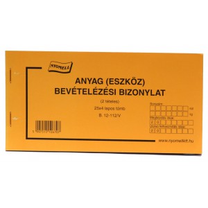 Készlet bevételi bizonylat LA4 fekvő  B.12-112V PR.