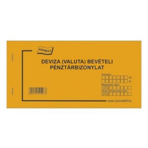 Bevételi pénztárbizonylat deviza-valuta 25x3 C.318-119V