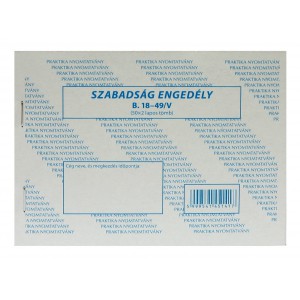 Szabadság engedély A6 50x2 fekvő  B.18-49V PR.