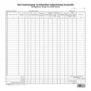 Havi összesitő teher üzemanyag-kilométer szabadlap 295x295mm A.T.KPM.251