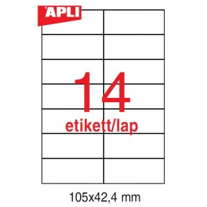 Etikett cimke APLI fehér 105X42,4   100 lapos LCA1277