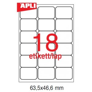 Etikett cimke APLI fehér kerekített sarkú 63,5X46,6  100 lapos LCA2415