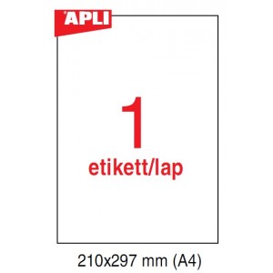 Etikett cimke APLI fehér  210X297  100 lapos LCA3141