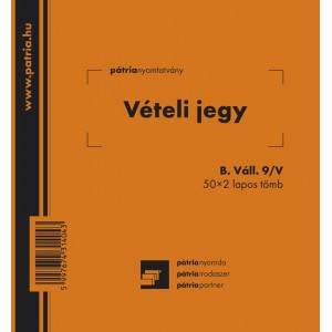 Vételi jegy Pátria 50x2lapos tömb (140x140mm) B.VÁLL.9V                ***