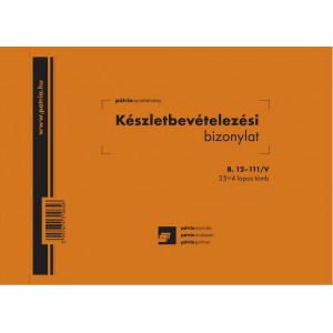 Készletbevételezési bizonylat Pátria 8 tételes 25x4 A5 fekvő B 12-111V  ***