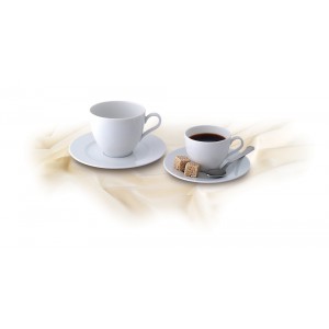 Kávés csésze + alj Rotberg Basic fehér porcelán  22cl