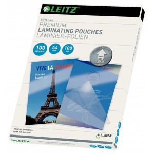 Lamináló fólia LEITZ A4 Standard UDT 100mic fényes 100dbdob 74800000