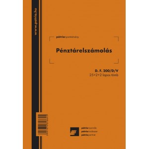 Pénztárelszámolás 25x2+2 lapos A5 álló  D.F. 200D PÁTRIA