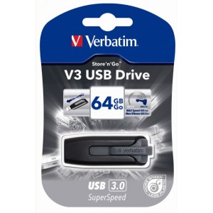 Pendrive VERBATIM V3, USB 3.0, 6012 MBsec, 64GB, fekete-szürke