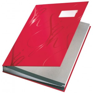 Aláírókönyv LEITZ   A4 18 részes karton piros  57450025