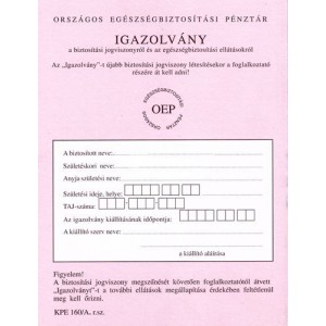 TB OEP  igazolvány  KPE.160A rózsa