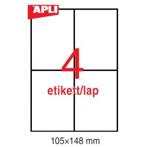 Etikett címke fehér  APLI  105x148mm  20 lapos  vízálló LCA1227