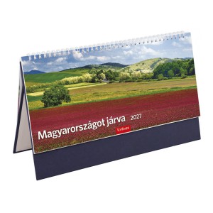 K&eacute;pes asztali napt&aacute;r &aacute;ll&oacute; 32,5x15,5 2027  MAGYARORSZ&Aacute;GOT J&Aacute;RVA PVC talp k&eacute;k  T056T