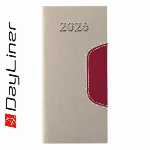 Zsebnaptár fekvő 2026 MEMPHIS varrott  bézspadlizsán