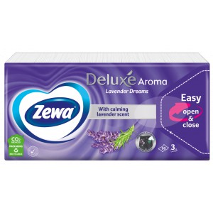 Papírzsebkendő ZEWA Deluxe 90db-os 3 rétegű Levendula