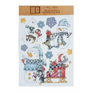 Ablakmatrica Hóember pingvinekkel  Mikulás a szánon  312304