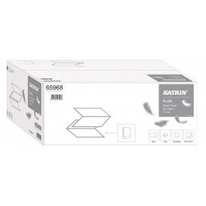 Kéztörlő KATRIN Plus ZIG-ZAG   "V"  hajtogatott 2 rétegű hófehér 150lapcsomag   20csg karton   65968