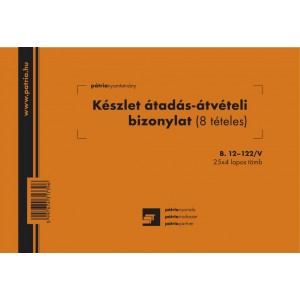 Készlet átadási-átvételi bizonylat 8 tételes 25x4 A5 fekvő  B.12-122V