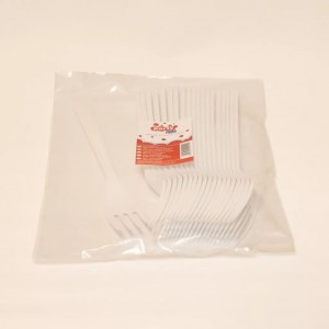 Party műanyag villa PRIMA feh&eacute;r t&ouml;bbsz&ouml;rhaszn&aacute;latos 20dbcsg