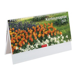 K&eacute;pes asztali napt&aacute;r &aacute;ll&oacute; 32,5x15,5 2027  KERT&Eacute;SZNAPT&Aacute;R csonkalapos pap&iacute;rt&aacute;bl&aacute;s T054P