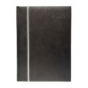 Napi agenda  OFFICE 21  A5 2026  függőlegesen varrott prémium fekete
