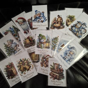 Ajándékkísérő kézműves PT.  7x10 cm borítékkal vegyes karácsonyi mintával