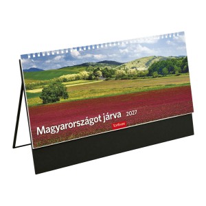 K&eacute;pes asztali napt&aacute;r &aacute;ll&oacute; 32,5x15,5 2027  MAGYARORSZ&Aacute;GOT J&Aacute;RVA PVC talp fekete  T056T