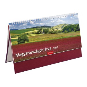 K&eacute;pes asztali napt&aacute;r &aacute;ll&oacute; 32,5x15,5 2027  MAGYARORSZ&Aacute;GOT J&Aacute;RVA PVC talp bord&oacute;   T056T