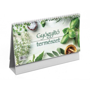 Képes asztali naptár midi 28x15 2026  GYÓGYÍTÓ TERMÉSZET álló papírtáblás  T0587P