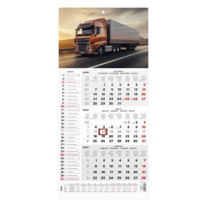 Speditőr napt&aacute;r T077-006 29x62,8 2027 n&eacute;vnapokkal  KAMION k&eacute;ppel