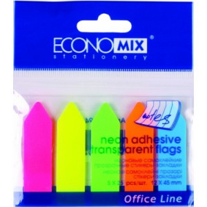 Jelölőcimke nyíl ECONOMIX 12x45  műanyag  5 neon szín  125lap E20946