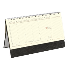 Asztali napt&aacute;r &aacute;ll&oacute; 32,5x15,5 2027 műbőr t&aacute;bl&aacute;val, chamois, fekete  C051