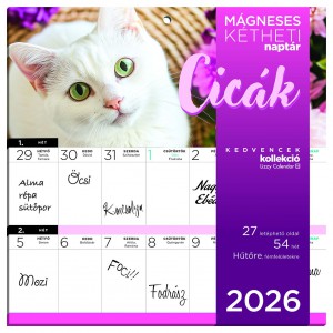 Falinaptár LIZZY hűtőmágneses  kéthetes 2026   CICÁK