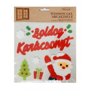 Ablakzselé Mikulás, Boldog karácsonyt 25x20cm 312862