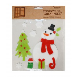 Ablakzselé Hóember + fenyő  25x20cm  312876