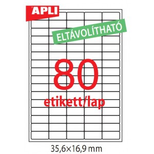 Etikett címke APLI 35,6x16,9 eltávolítható, kerekített sarkú 25lap  LCA10199