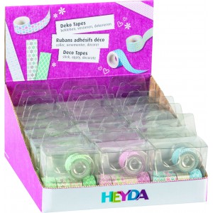 Ragasztószalag HEYDA dekor 12mm x 3m pasztell mini tépővel 3 féle 5tekdob18dobdisp 203584596