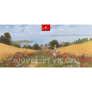 Képes asztali naptár normál 32X15 2026  MŰVÉSZET VILÁGA  fekvő PVC talp  fekete