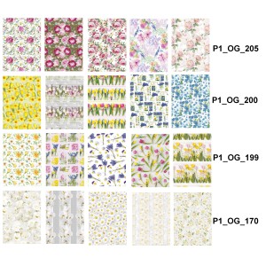 Díszcsomagoló POLMAK 70x100 60g tekercses  virágos minták  P1_OG_170, P1_OG_199, P1_OG_200, P1_OG_205
