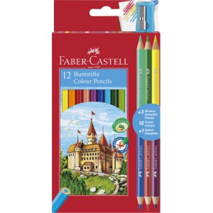 Színes ceruza 12klt FABER-CASTELL Bicolor 110312  +3db kétvégű színessel