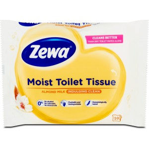 Eü.papír nedves ZEWA Almond Milk műanyag tartóban 10dbcsg