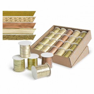 Díszkötöző textilszalag ARGUS 10 mmx3m arany, bronz minták vegyesen 20 tekdispl. 2005-5001