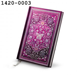 Napl&oacute; ARGUS 14,2x20,8cm Romantic Garden vonalas 112 oldalas magenta 1420-0003