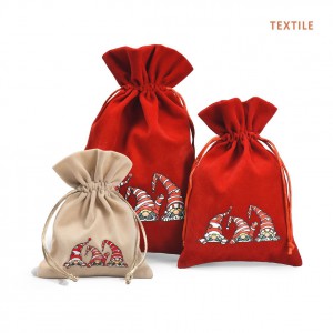 Textil zsák ARGUS 17x26 bársony 2 színben manókkal  6dbcsg  2025-5037