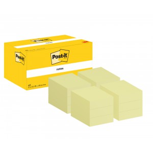 &Ouml;ntapad&oacute;s jegyzet POST-IT 653 38x51 100lapt&ouml;mb  3 t&ouml;mbkisdoboz kan&aacute;ri s&aacute;rga