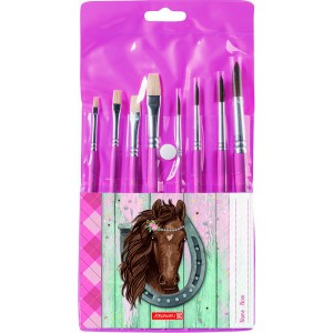 Ecsetkészlet BRUNNEN 8 db-os névcimkés tasakban 4, 6, 8, 12  4 db. lapos, 4 db.iskolai  PONYLOVE  1048934742