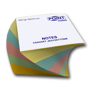 Tépőtömb csavart Point Notes 76x76mm pasztell színek 500 lapos